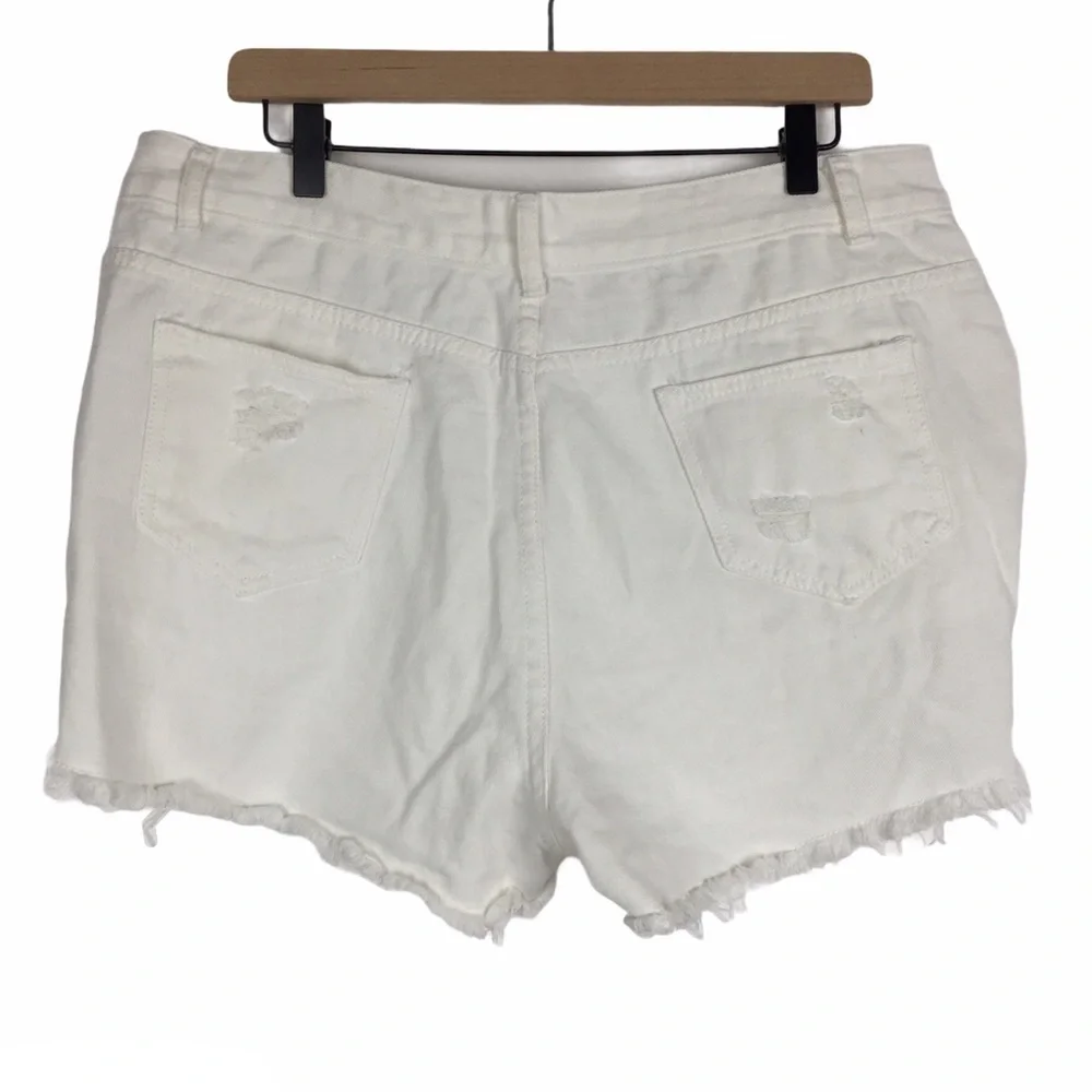 SHEIN Shorts Jean Denim Distressed Raw Hem Cut Offs High Waist Plus Size 1X